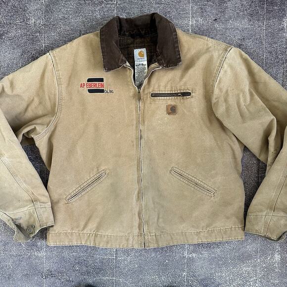 Men's Vintage Y2K Carhartt J97 Brown Blanket Lined Detroit Canvas Jacket Sz 2XLT